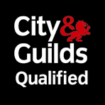 City & Guilds Qualified logo displayed in dark pixelated style, symbolizing professional standards in electronics testing and pat testing